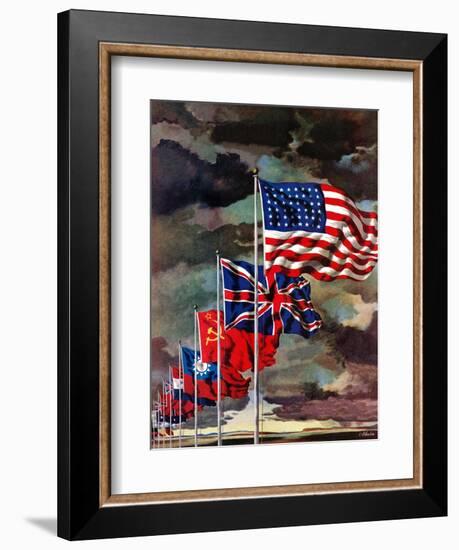 "Allied Forces Flags," July 3, 1943-John Atherton-Framed Giclee Print