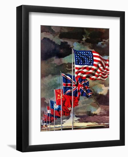 "Allied Forces Flags," July 3, 1943-John Atherton-Framed Giclee Print