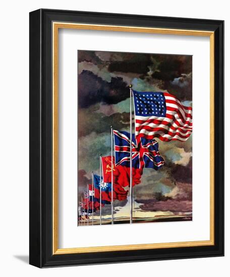 "Allied Forces Flags," July 3, 1943-John Atherton-Framed Giclee Print