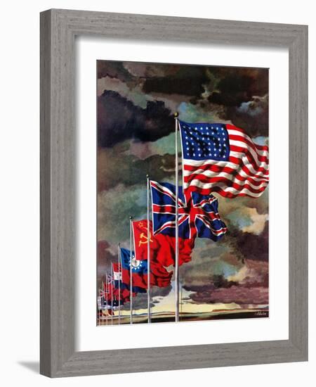 "Allied Forces Flags," July 3, 1943-John Atherton-Framed Giclee Print