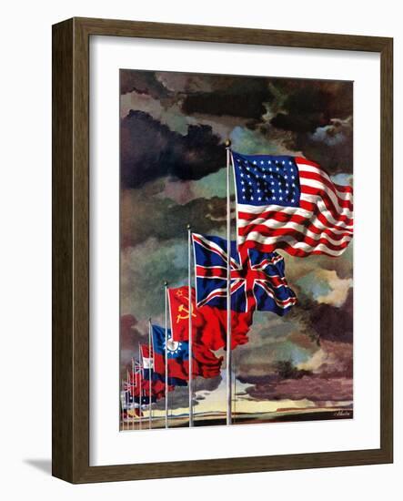 "Allied Forces Flags," July 3, 1943-John Atherton-Framed Giclee Print