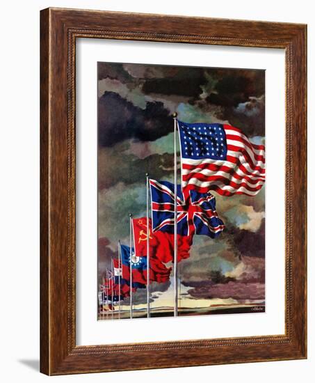 "Allied Forces Flags," July 3, 1943-John Atherton-Framed Giclee Print