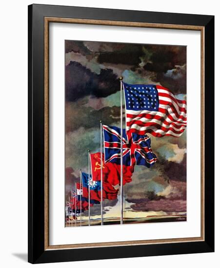 "Allied Forces Flags," July 3, 1943-John Atherton-Framed Giclee Print