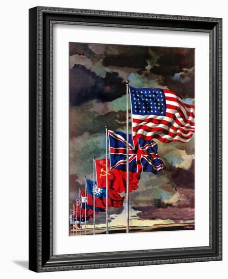 "Allied Forces Flags," July 3, 1943-John Atherton-Framed Giclee Print