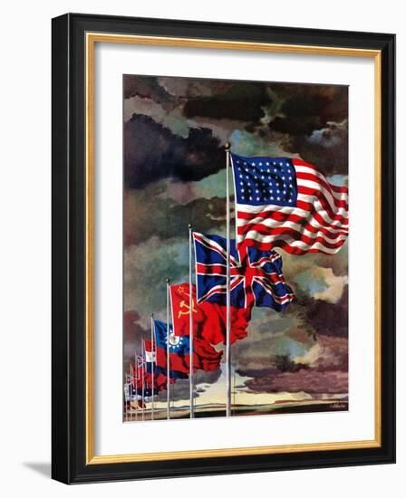 "Allied Forces Flags," July 3, 1943-John Atherton-Framed Giclee Print