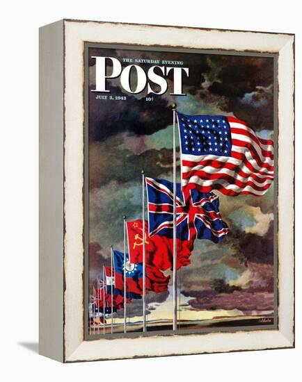 "Allied Forces Flags," Saturday Evening Post Cover, July 3, 1943-John Atherton-Framed Premier Image Canvas