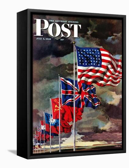 "Allied Forces Flags," Saturday Evening Post Cover, July 3, 1943-John Atherton-Framed Premier Image Canvas