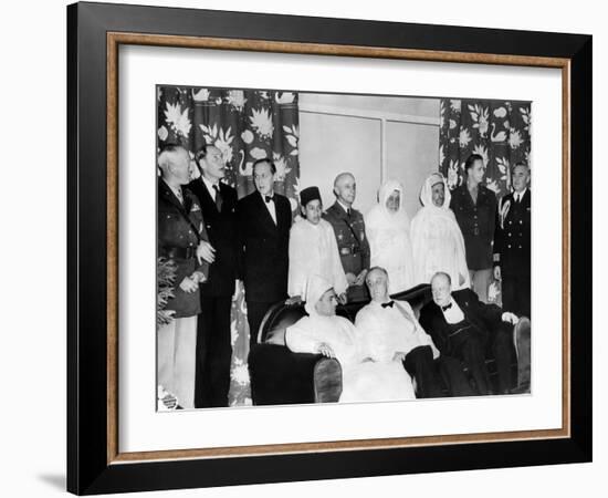 Allied Nations War Strategy Conference in Casablanca, French Morocco, Feb 1, 1943-null-Framed Photo