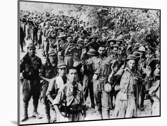 Allied Prisoners Marching Alongside Japanese Captors after the Fall of Corregidor During WWII-null-Mounted Photographic Print