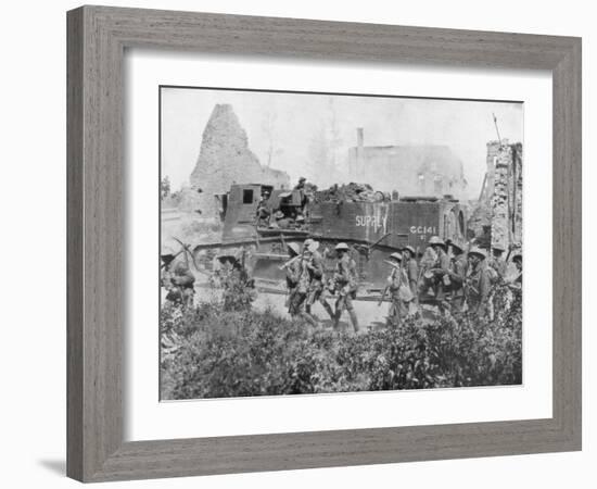 Allied Troops Marching Through a Liberated Town, 27 October 1918-null-Framed Giclee Print