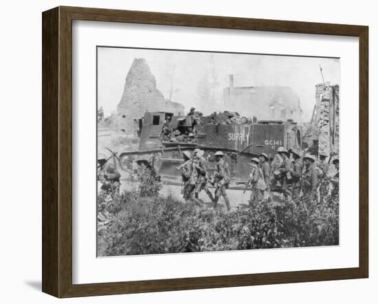 Allied Troops Marching Through a Liberated Town, 27 October 1918-null-Framed Giclee Print