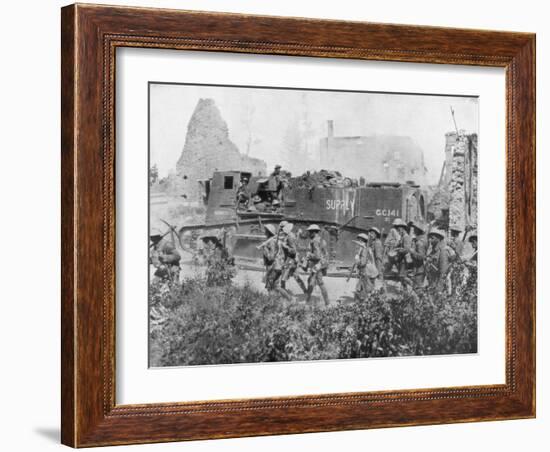 Allied Troops Marching Through a Liberated Town, 27 October 1918-null-Framed Giclee Print