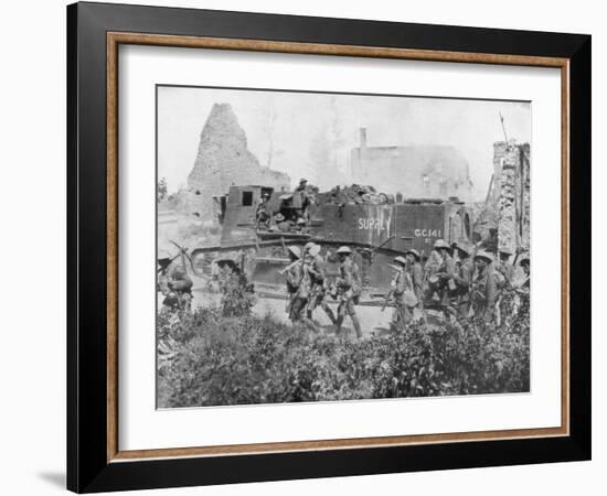 Allied Troops Marching Through a Liberated Town, 27 October 1918-null-Framed Giclee Print