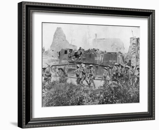 Allied Troops Marching Through a Liberated Town, 27 October 1918-null-Framed Giclee Print