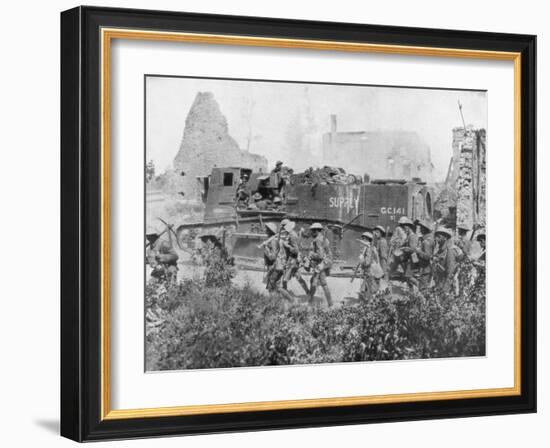 Allied Troops Marching Through a Liberated Town, 27 October 1918-null-Framed Giclee Print