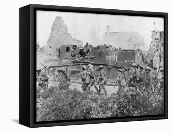 Allied Troops Marching Through a Liberated Town, 27 October 1918-null-Framed Premier Image Canvas