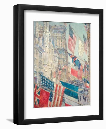 Allies Day, May 1917, by Childe Hassam, 1917, American impressionist painting,-Childe Hassam-Framed Art Print