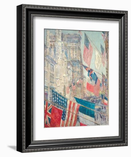 Allies Day, May 1917, by Childe Hassam, 1917, American impressionist painting,-Childe Hassam-Framed Art Print