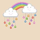 Creative Blue Cloud and Raindrops, Happy Monsoon Season Concept.-Allies Interactive-Art Print