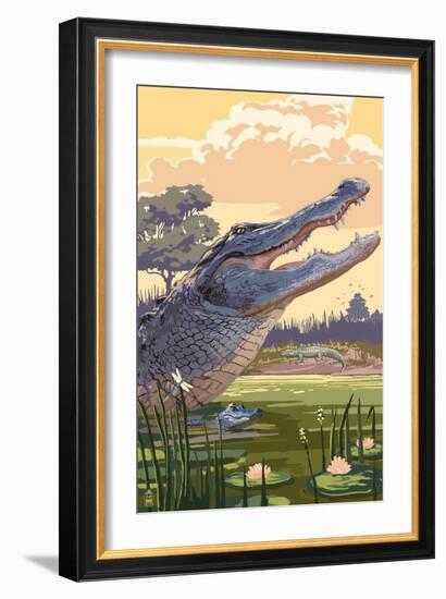 Alligator and Baby-Lantern Press-Framed Premium Giclee Print