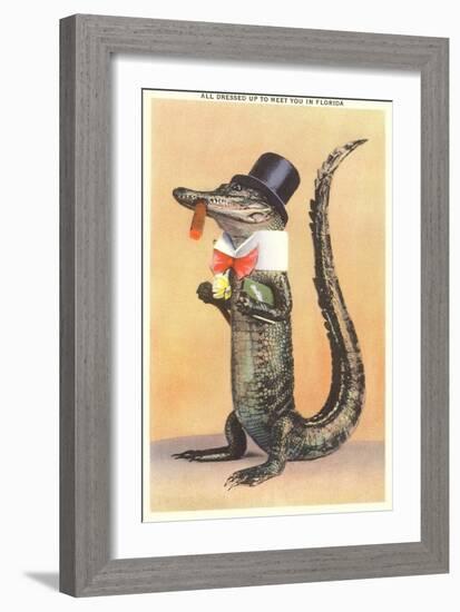 Alligator in Top Hat-null-Framed Art Print