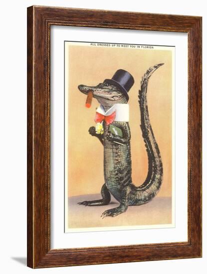 Alligator in Top Hat-null-Framed Art Print