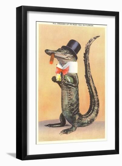 Alligator in Top Hat-null-Framed Art Print