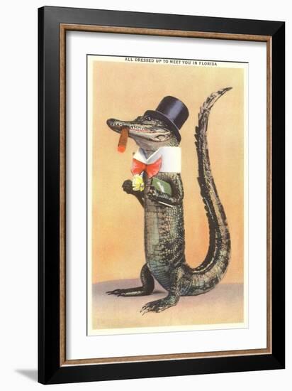 Alligator in Top Hat-null-Framed Art Print