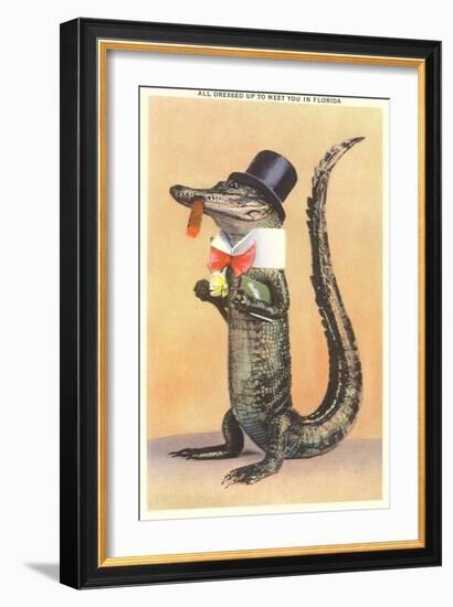 Alligator in Top Hat-null-Framed Art Print