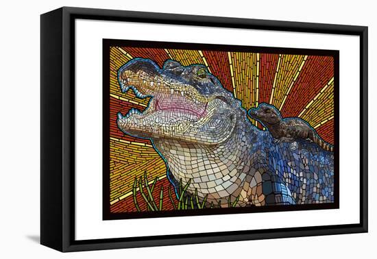 Alligator - Paper Mosaic-Lantern Press-Framed Stretched Canvas