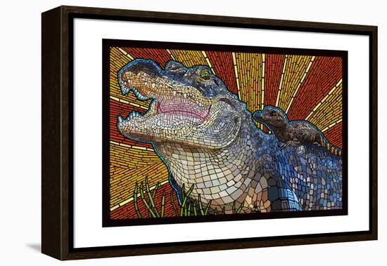 Alligator - Paper Mosaic-Lantern Press-Framed Stretched Canvas