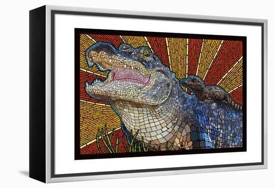 Alligator - Paper Mosaic-Lantern Press-Framed Stretched Canvas
