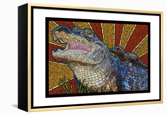 Alligator - Paper Mosaic-Lantern Press-Framed Stretched Canvas