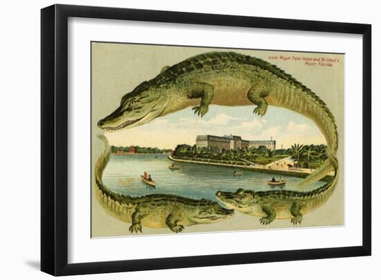 Alligators Surrounding the Royal Palm Hotel, C.1908-null-Framed Giclee Print