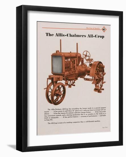 Allis Chalmers All-Crop Tractor with Power Lift-null-Framed Giclee Print