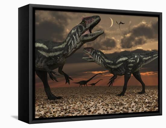 Allosaurus Dinosaurs Stalk their Next Meal-Stocktrek Images-Framed Premier Image Canvas