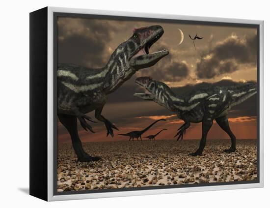 Allosaurus Dinosaurs Stalk their Next Meal-Stocktrek Images-Framed Premier Image Canvas