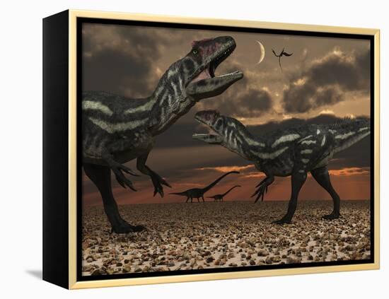 Allosaurus Dinosaurs Stalk their Next Meal-Stocktrek Images-Framed Premier Image Canvas