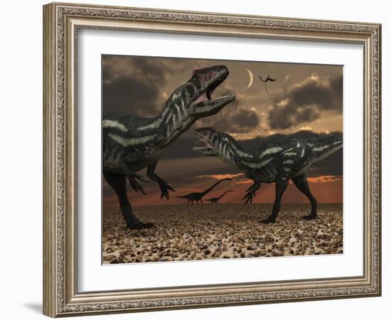 Allosaurus Dinosaurs Stalk their Next Meal-Stocktrek Images-Framed Photographic Print