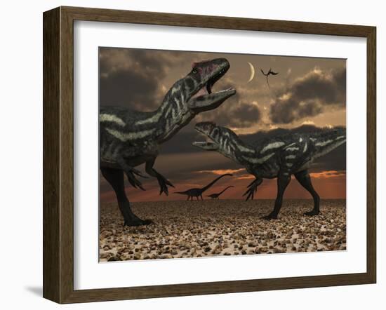 Allosaurus Dinosaurs Stalk their Next Meal-Stocktrek Images-Framed Photographic Print