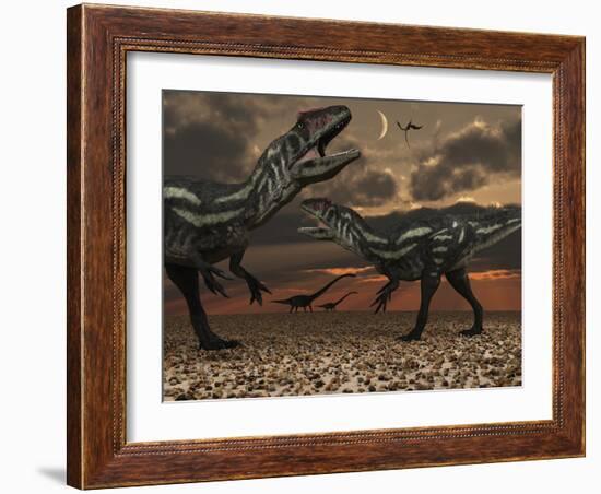 Allosaurus Dinosaurs Stalk their Next Meal-Stocktrek Images-Framed Photographic Print