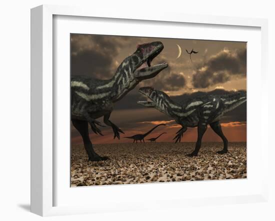 Allosaurus Dinosaurs Stalk their Next Meal-Stocktrek Images-Framed Photographic Print