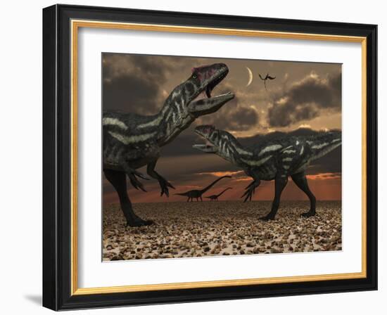 Allosaurus Dinosaurs Stalk their Next Meal-Stocktrek Images-Framed Photographic Print