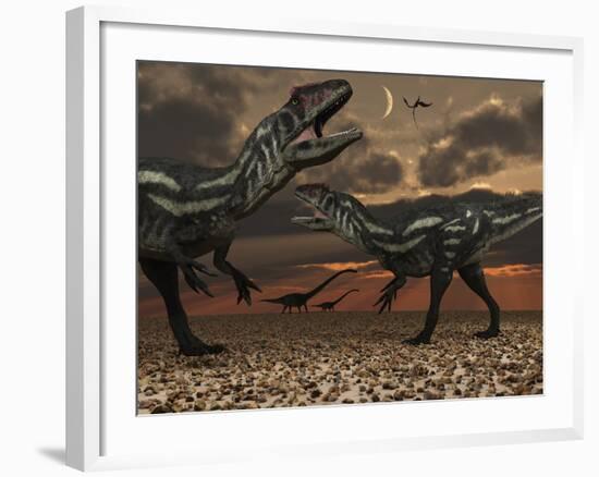 Allosaurus Dinosaurs Stalk their Next Meal-Stocktrek Images-Framed Photographic Print