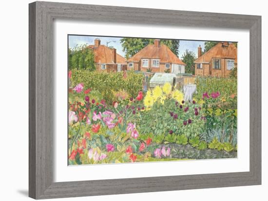 Allotments and Dahlias-Linda Benton-Framed Giclee Print