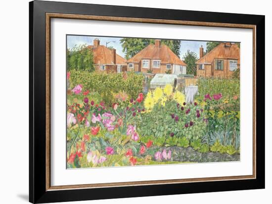 Allotments and Dahlias-Linda Benton-Framed Giclee Print