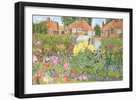 Allotments and Dahlias-Linda Benton-Framed Giclee Print