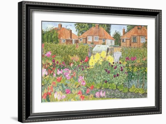 Allotments and Dahlias-Linda Benton-Framed Giclee Print