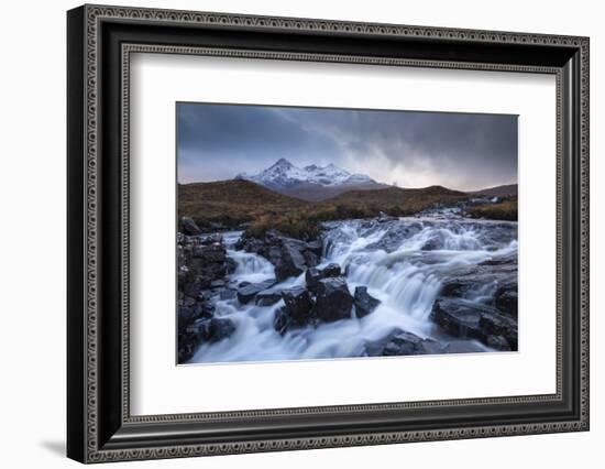 Allt Dearg Mòr River and Sgurr nan Gillean mountain, Glen Sligachan, Isle of Skye, Scotland. Autumn-Adam Burton-Framed Photographic Print