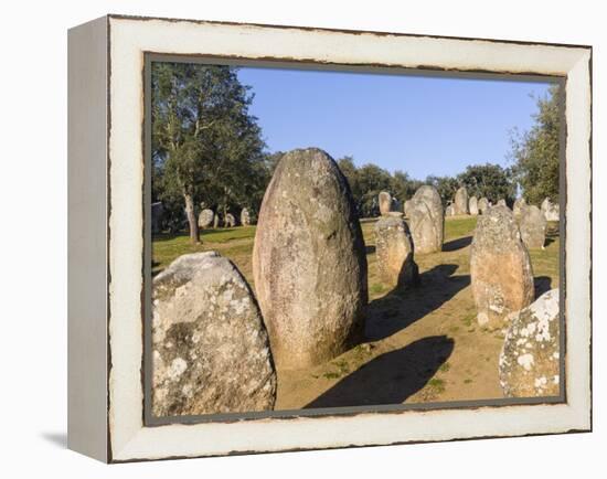 Almendres Cromlech Ancient Stone Circle. Portugal-Martin Zwick-Framed Premier Image Canvas